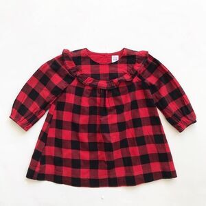 Babygap red/black buffalo plaid ruffle dress EUC 18-24 months